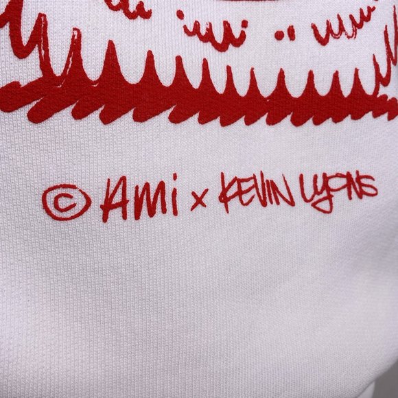 KEVIN LYONS x AMI PARIS White Fleece Logo Hoodie - Picture 8 of 12